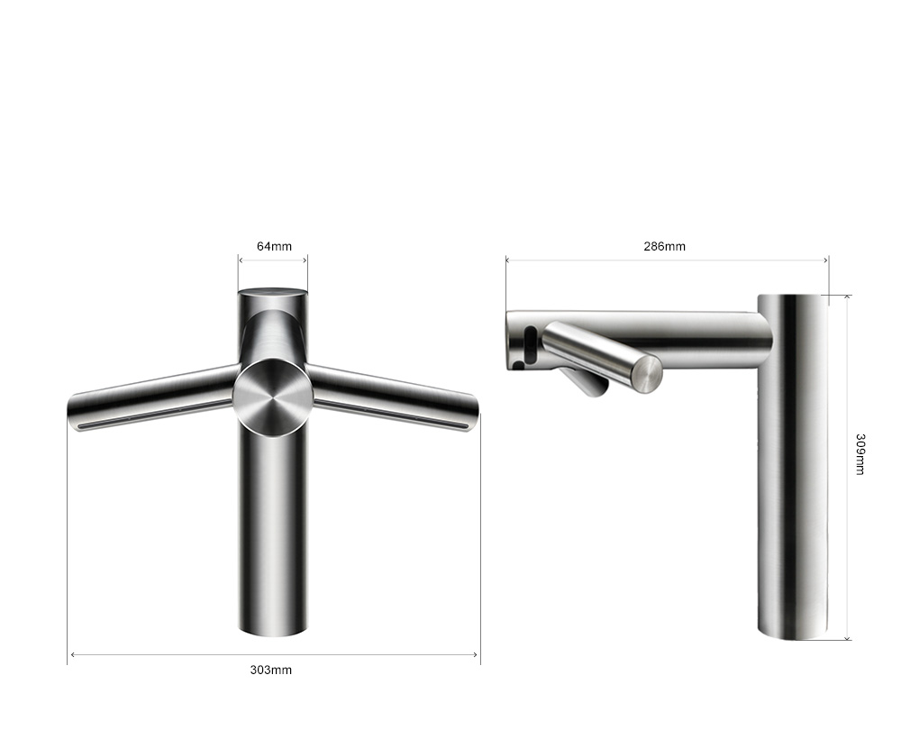 Dimensiunile uscătorului de mâini Dyson Airblade Tap lung