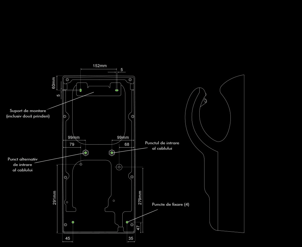 Internal dimensions of the Dyson Airblade dB hand dryer