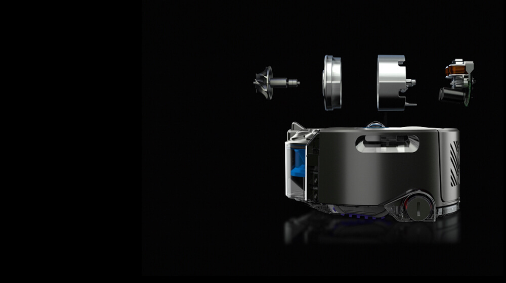 Dyson 360 Eye&trade; robot vacuum cleaner with zoomed in image of the Dyson Digital Motor